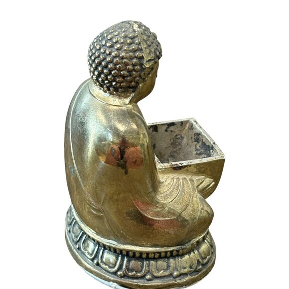 Vintage Brass Buddha Incense Holder With Intricate Detailing & Engraved Symbol - Picture 4 of 7